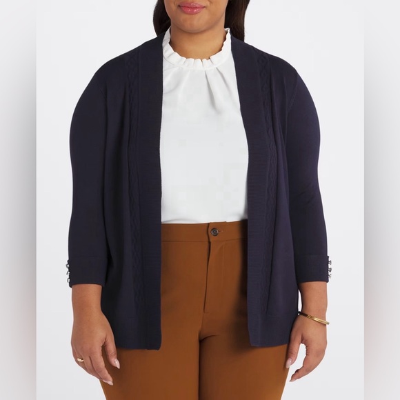 NWT Lety & Me Pink Beckett Wide Rib Button Detail Cardigan Navy Large - Picture 1 of 11